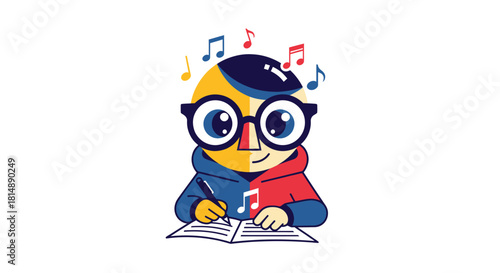Cartoon musician writing