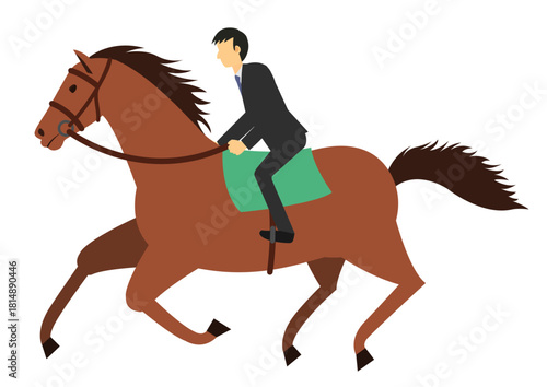 馬に乗るスーツを着た男性
