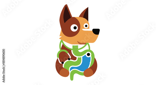 Cartoon dog with internal organs visible