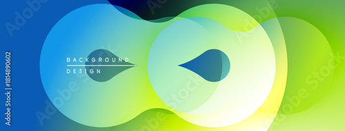 Abstract flowing shapes, vibrant color gradient. Blue transitions to green, modern design element. Smooth curves create dynamic visual.