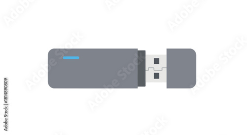 Gray USB drive with blue indicator light