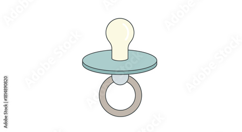 Simple light blue pacifier with a beige nipple and handle