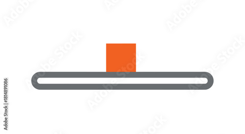 Graphic of orange square above horizontal grey rounded rectangle
