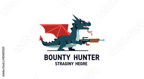 Stylized dragon holding a gun