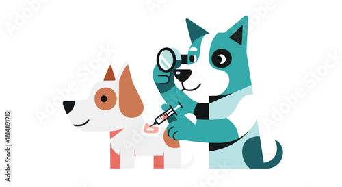 Vet dog giving a shot