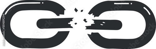 Modern flat design vector illustration of a broken link symbol for digital communication and technology concepts
