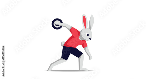 Cartoon rabbit throws disc