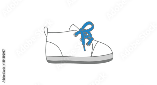 Cartoon sketch of a shoe with blue laces