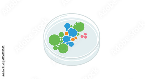 Culture dish with colorful circular groups