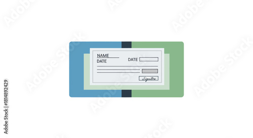 Check graphic with name, date, signature lines