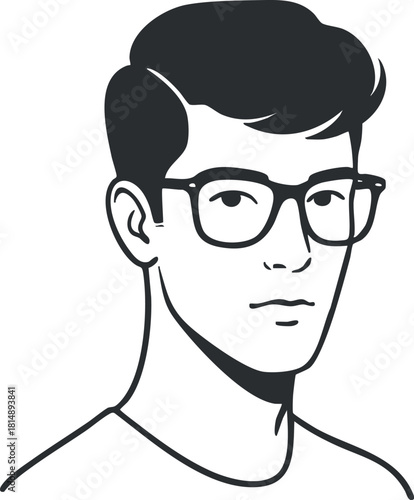 Stylish vector illustration of a young man with glasses and modern hairstyle, perfect for character design and branding projects