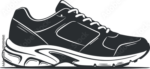 Modern minimalist vector illustration of a sporty sneaker design for fitness and athletic branding projects