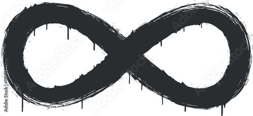 Stylish black vector illustration of an infinity symbol featuring a modern brushstroke design, ideal for creative projects and branding.