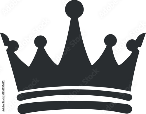 Stylized black crown vector icon representing royalty and authority for design and branding projects