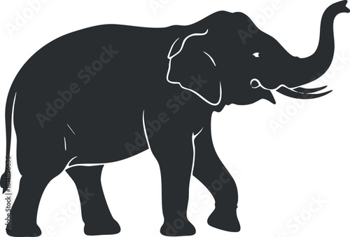 Stylized silhouette vector illustration of an elephant, suitable for wildlife conservation themes and educational designs