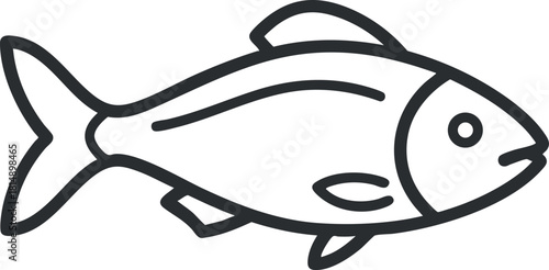 Outline vector illustration of a fish, suitable for marine-themed designs, seafood menus, and educational materials.