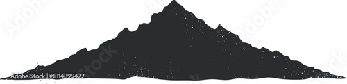Stylized black silhouette vector illustration of a mountain peak, ideal for nature-themed design projects and outdoor adventures