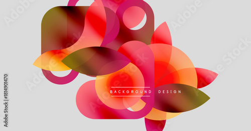 Abstract composition. Overlapping translucent shapes create vibrant color gradients. Modern design element for backgrounds, presentations.