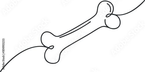 Minimalist outline vector illustration of a dog bone, perfect for pet-related branding or design projects