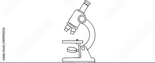 Outline vector illustration of a microscope, ideal for scientific research and educational materials.