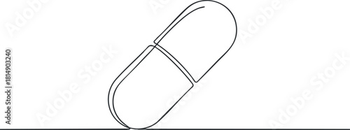 Outline vector illustration of a capsule, ideal for healthcare and pharmaceutical design projects
