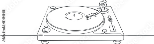 Linear vector illustration of a turntable for music and audio design projects