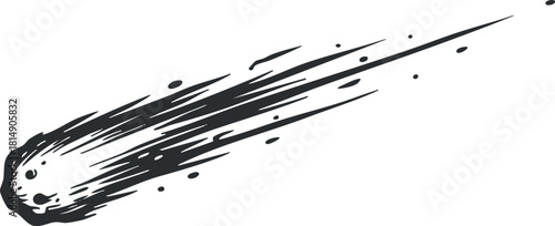 Dynamic vector illustration of a comet with a trailing tail, perfect for space-themed design projects and graphics