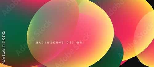 Vibrant overlapping circles create colorful gradient background. Modern design features smooth transitions, warm tones, cool hues.