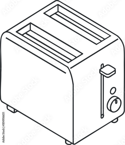 Minimalist line art vector illustration of a toaster appliance for kitchen and cooking design projects
