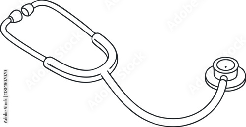 Outline vector illustration of a stethoscope design for healthcare and medical applications