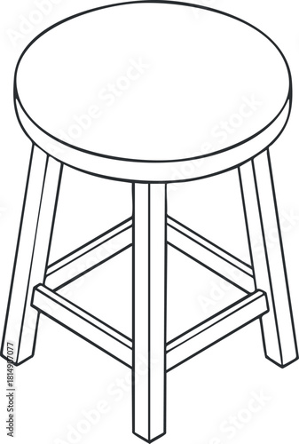 Outline vector illustration of a simple modern stool design for home and interior decor projects