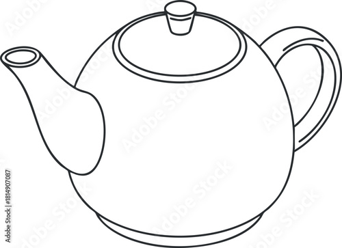 Outline vector illustration of a classic teapot design, suitable for kitchenware, dining, and beverage branding.