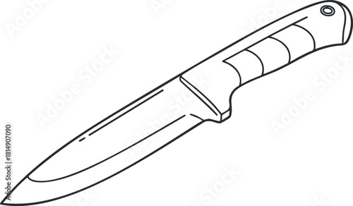 Outline vector illustration of a kitchen knife design for culinary and cooking projects