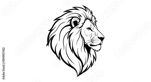 Majestic lion portrait showcasing intricate details of mane and face side profile.