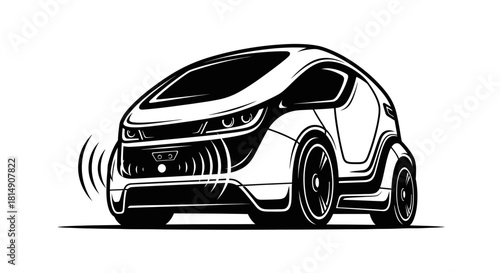 Futuristic Autonomous Vehicle Illustration with Sensor Technology.