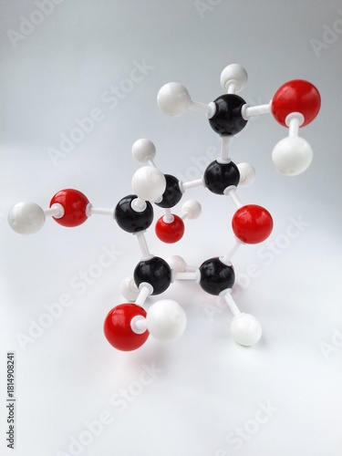 glucose or sugar atom molecules 