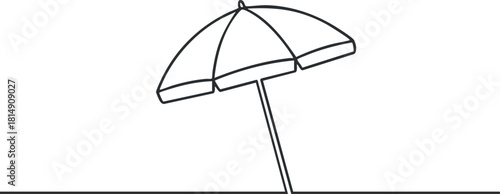 Minimalist outline vector illustration of a beach umbrella ideal for summer-themed design projects and branding.