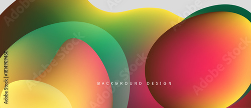Abstract fluid shapes blend vibrant colors. Gradient transitions create dynamic visual texture. Modern design element for backgrounds.