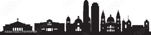 Black silhouette vector of monterrey skyline nuevo leon mexico with transparent