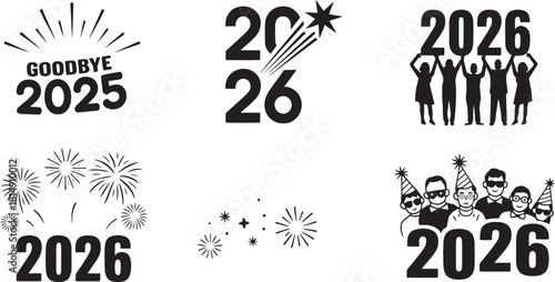 Illustration of Twenty Twenty Six Celebration Graphic for New Year Eve