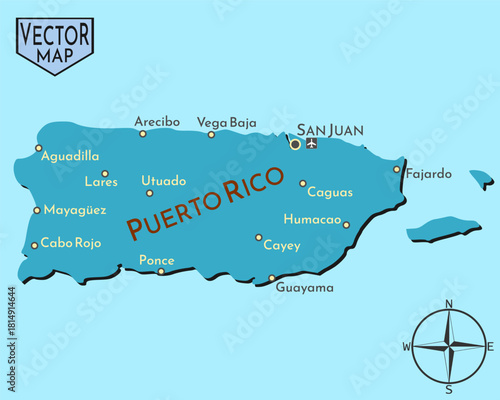 Simple isolated vector map of island Puerto Rico.