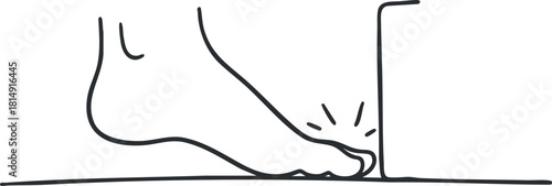 Minimalist line art illustration of a foot reacting to a surface, ideal for health and wellness concepts.