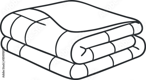 Minimalist line art illustration of a folded blanket, perfect for home decor and interior design projects