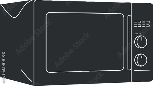 Minimalist outline vector illustration of a microwave oven for kitchen appliance design and home decor projects