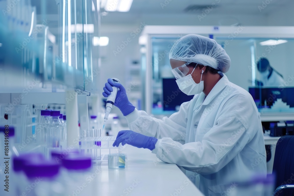 Fototapeta premium Scientist conducting medical research and lab experiment