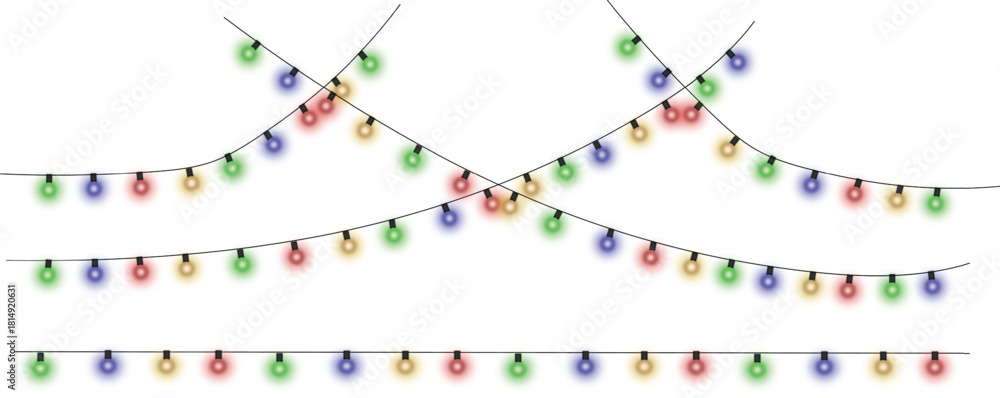 Obraz premium Colorful string lights glowing in the dark festive holiday decoration