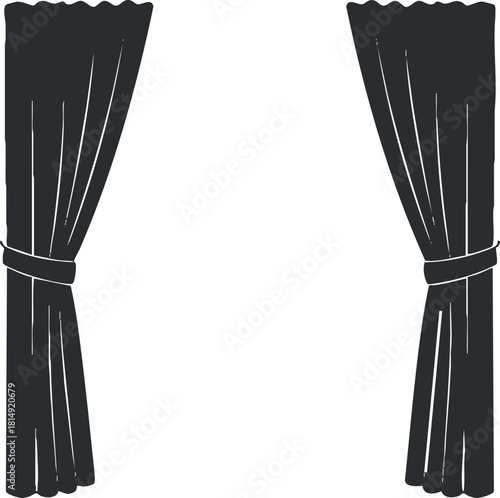 Elegant silhouette vector illustration of decorative curtains for interior design and home decor projects