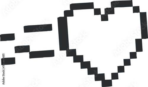 Stylized vector illustration of a heart with motion lines, perfect for love and romance-themed designs