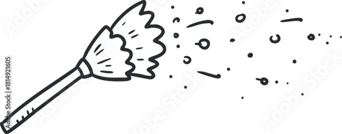 Whimsical vector illustration of a cleaning mop with sparkling effects for home cleaning and sanitation concepts