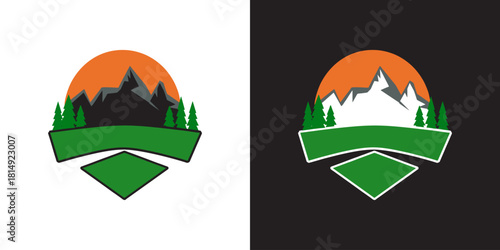 Adventure awaits with this vibrant mountain logo perfect for outdoor brands and nature-inspired businesses, showcasing a stunning landscape and modern design elements